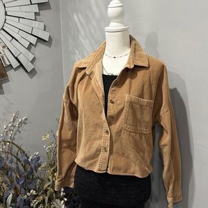 American Eagle Outfitters Tan Corduroy Crop Utility Jacket